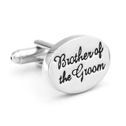 Brother Of The Groom Cufflinks Silver Oval Wedding Front