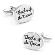 Brother Of The Groom Cufflinks Silver Oval Wedding Front Pair
