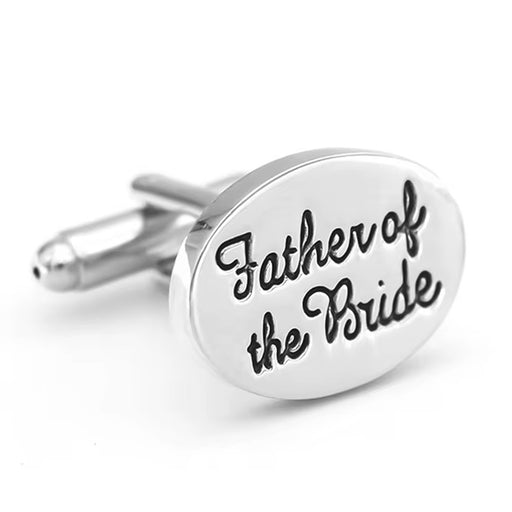 Father of the Bride cufflinks silver oval Wedding Front