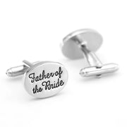 Father of the Bride cufflinks silver oval Wedding Front and Back