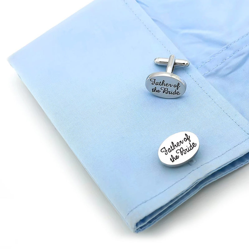 Cufflinks - Wedding Father Of The Bride Oval (Silver)