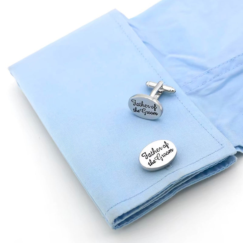Cufflinks - Wedding Father Of The Groom Oval (Silver)