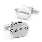 Groomsman Cufflinks Silver Oval Front Pair