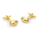Gold Rugby Ball Cufflinks Oval Full Sport Top View Pair