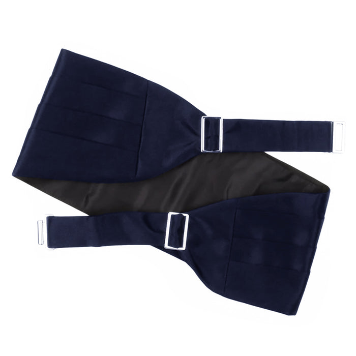 Navy Blue Cummerbund For Men's Tuxedo Pleated Back Image