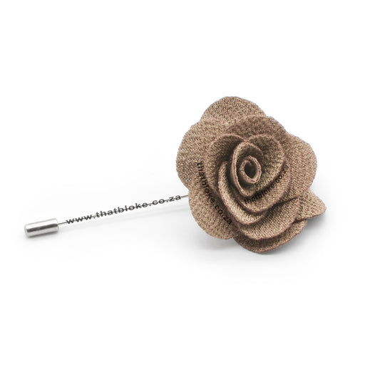 Shaker Beige Lapel Pin Flower Rose Textured