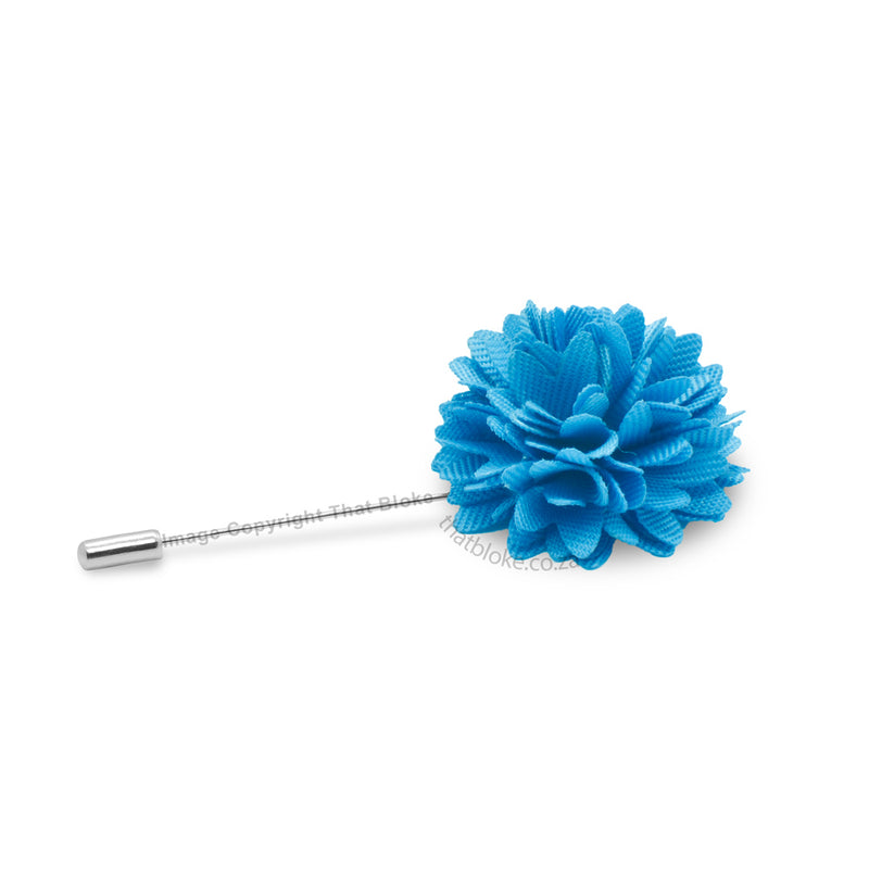 Cyan Blue Lapel Flower Pin For Men