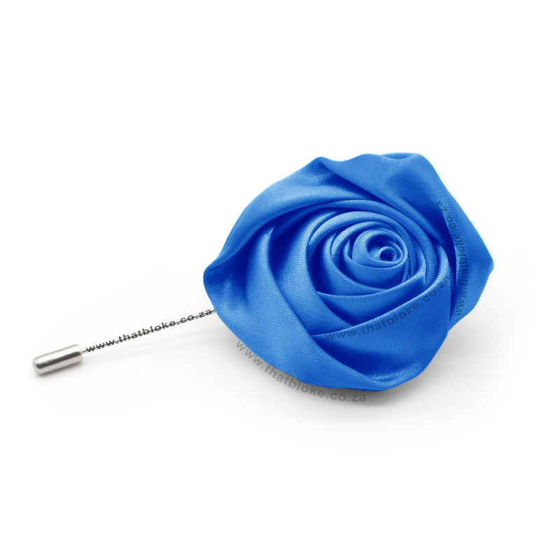 Royal Blue Lapel Flower Pin For Men Rose Folded