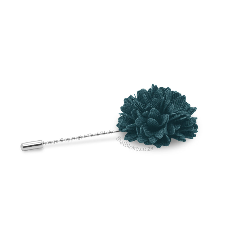 Dark Teal Blue Lapel Flower Pin For Men