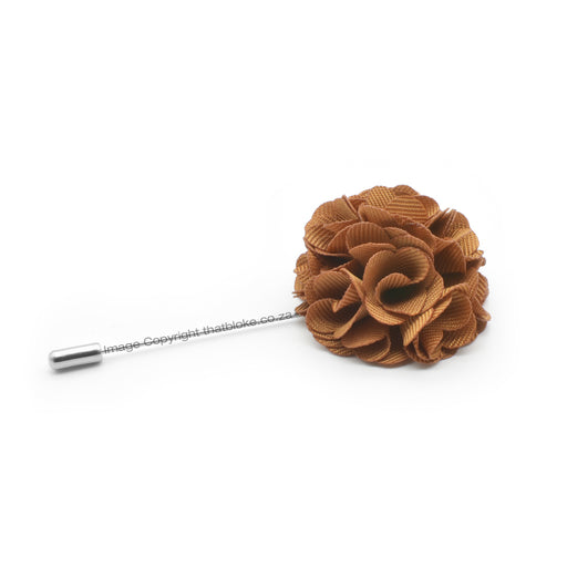 Caramel Brown Lapel Pin Flower Circular Shape
