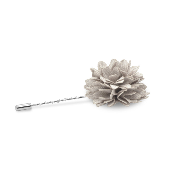 Light Grey Flower Lapel Pin For Men