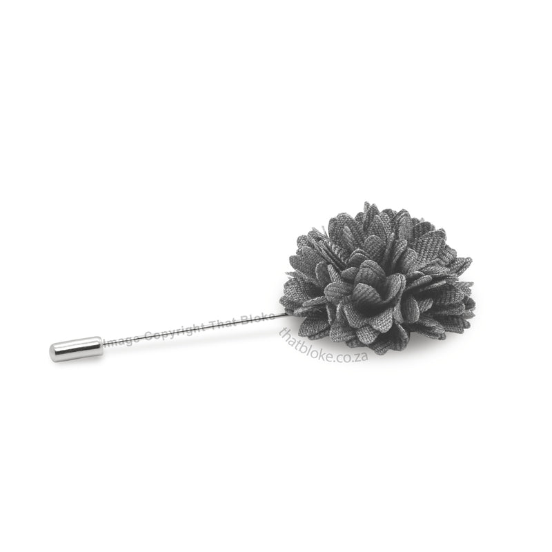 Grey Flower Lapel Pin For Men