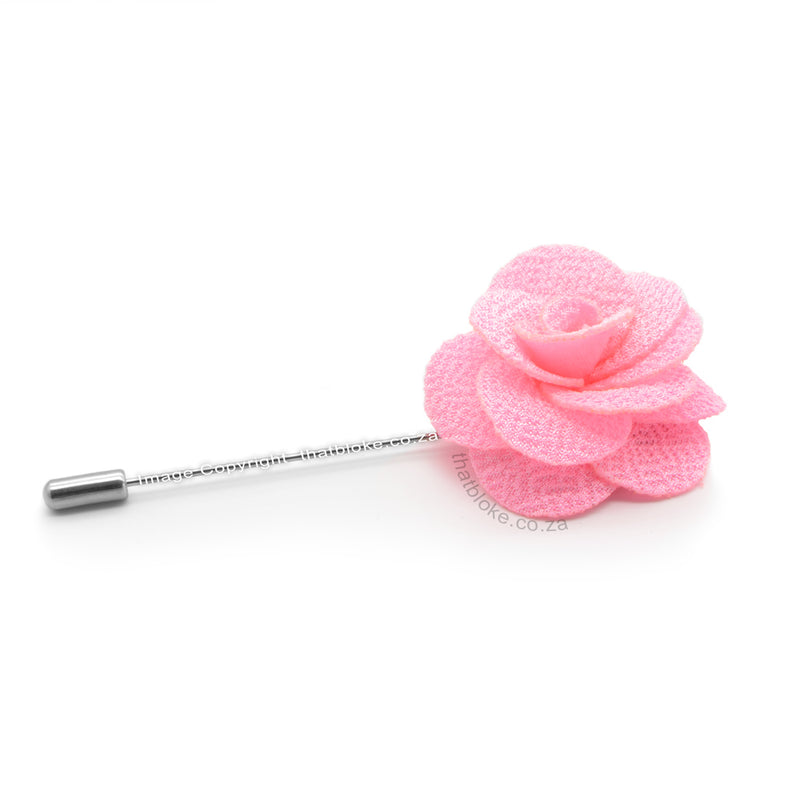Light Shocking Pink Lapel Flower Pin For Men Textured