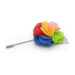 Rainbow Colours Lapel Pin Flower With Silver Leaf