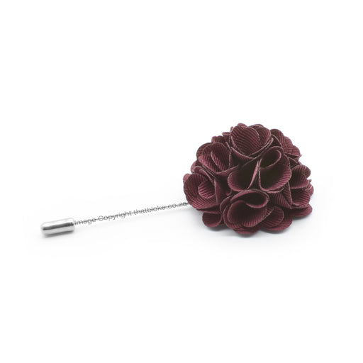 Dark Burgundy Lapel Flower Pin Circular Shape