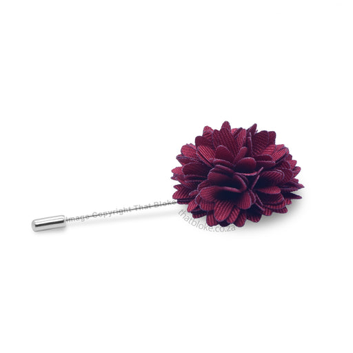 Burgundy Lapel Flower Pin For Men