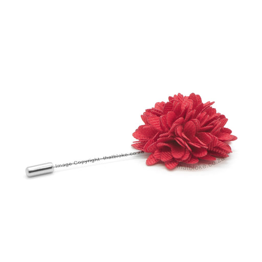 Ruby Red Lapel Flower With Pin For Men