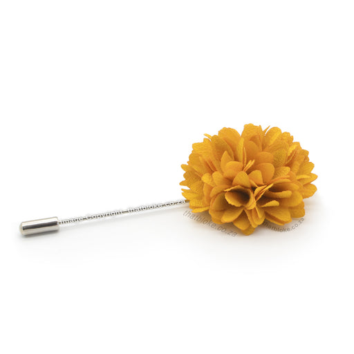 Golden Mustard Yellow Lapel Flower Pin For Men Polyester