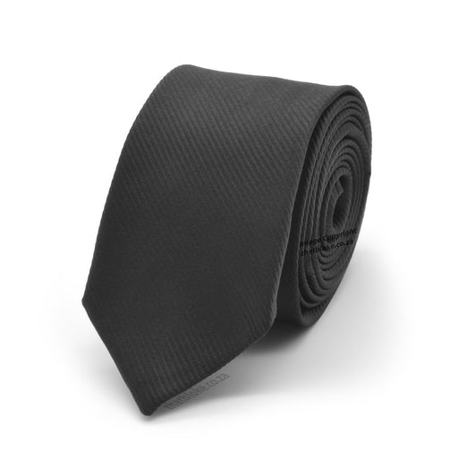 Slim Black Neck Tie For Men Stripe Patterned Polyester