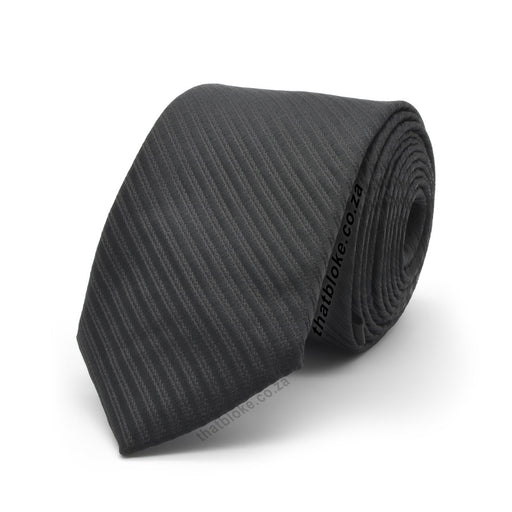 Wide Stripe Patterned Slim Black Neck Tie For Men Polyester