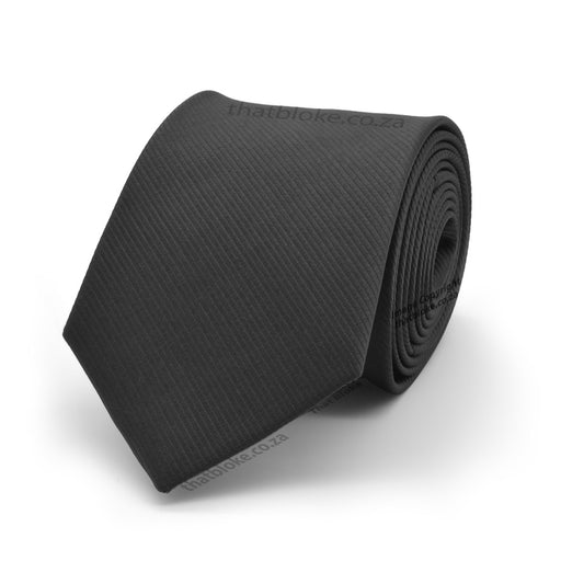 Stripe Patterned Black Neck Tie For Men Silky Polyester