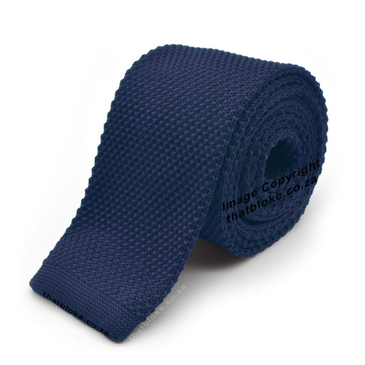 Navy Blue Neck Tie Knitted For Men