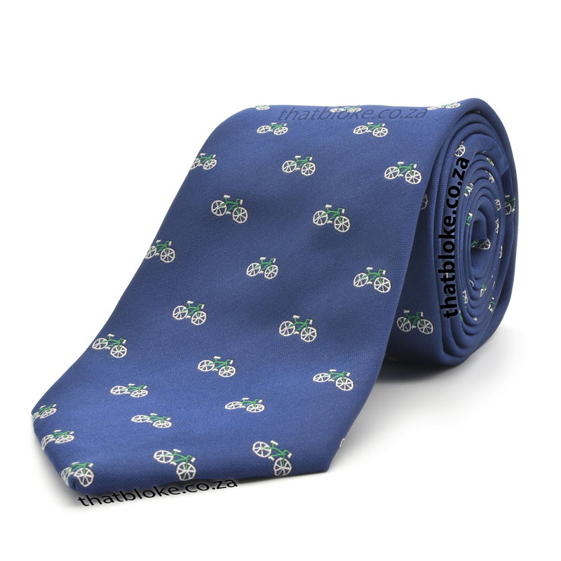 Novelty Bicycle Neck Tie For Men Light Navy Blue Polyester Pattern Cycling