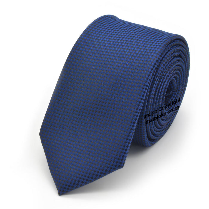 Neck Tie - Blue Navy Light With Pocket Square (Patterned Slim)