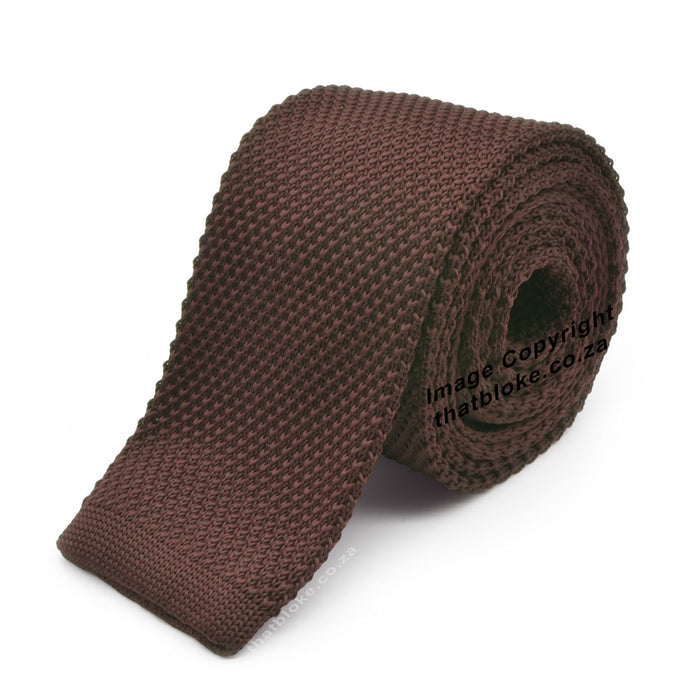 Rich Chocolate Brown Tie Knitted