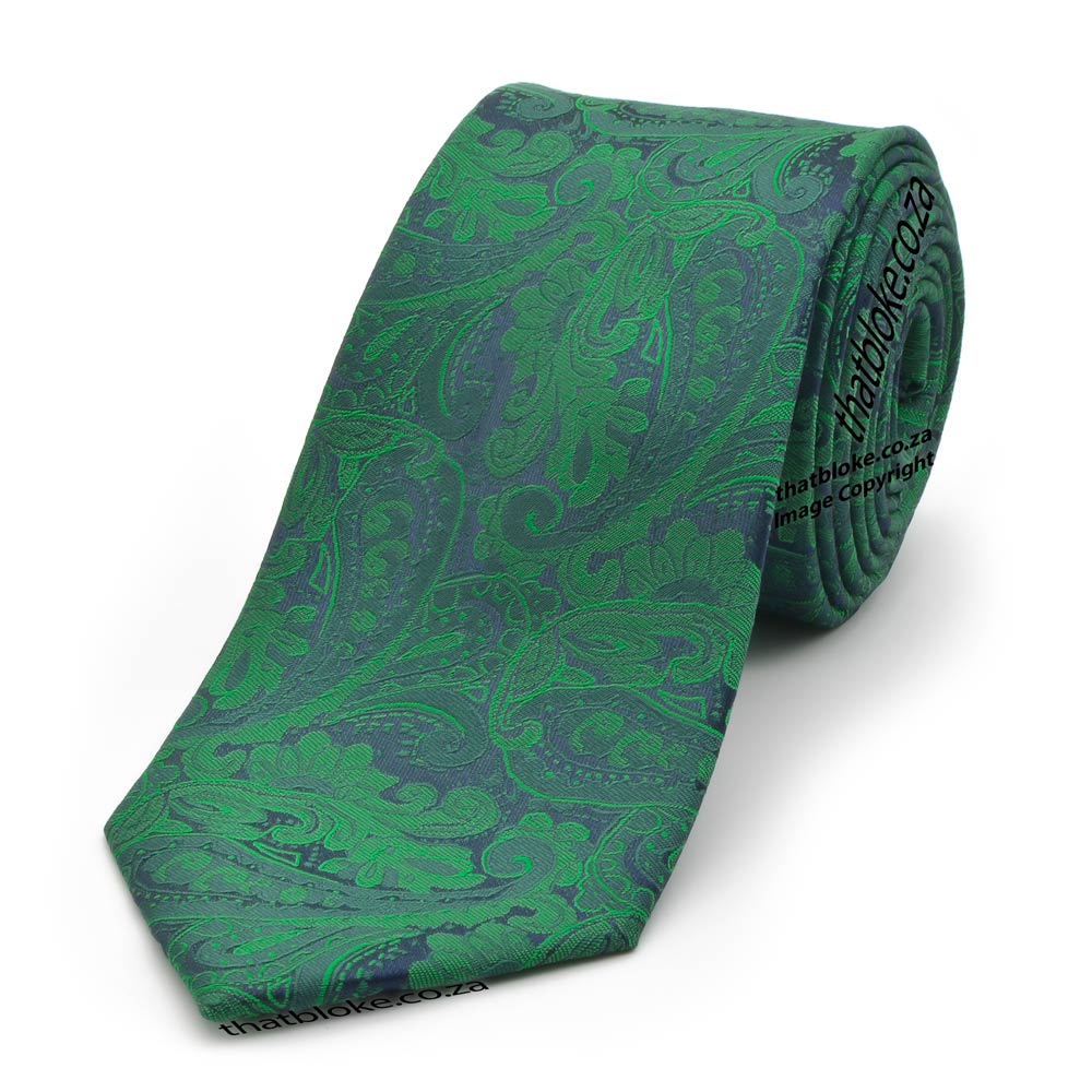 Light Emerald Green Neck Tie Decorative Paisley Pattern — That Bloke