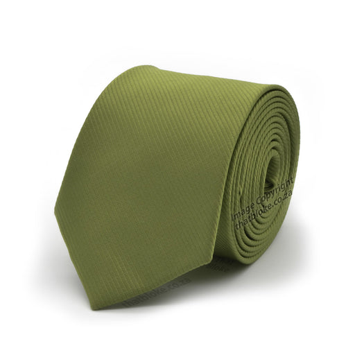 Army Olive Green Neck Tie For Men Stripe Patterned Polyester