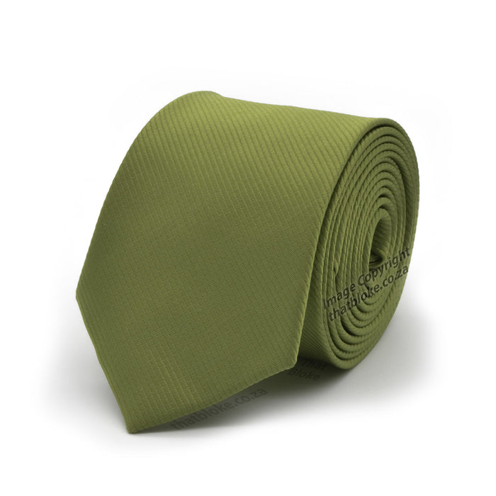 Army Olive Green Neck Tie For Men Stripe Patterned Polyester