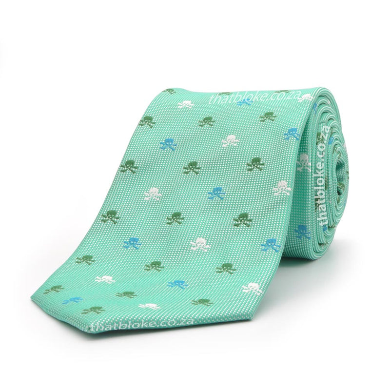 Novelty Skull Neck Tie For Men Light Mint Green Polyester Pattern