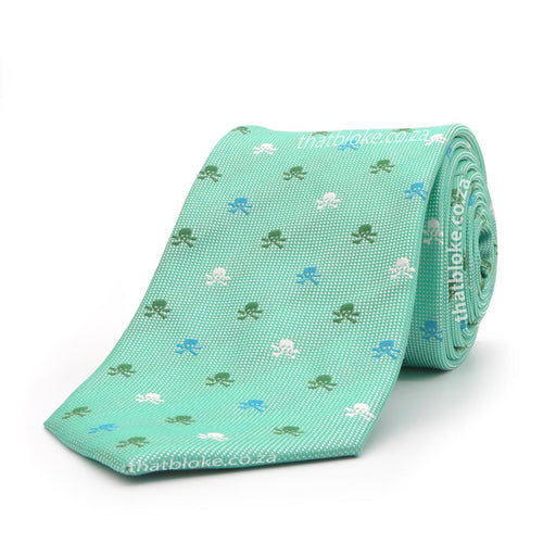 Novelty Skull Neck Tie For Men Light Mint Green Polyester Pattern
