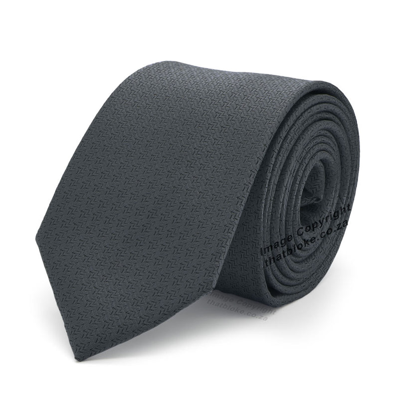 Cool Charcoal Grey Neck Tie For Men Patterned Polyester