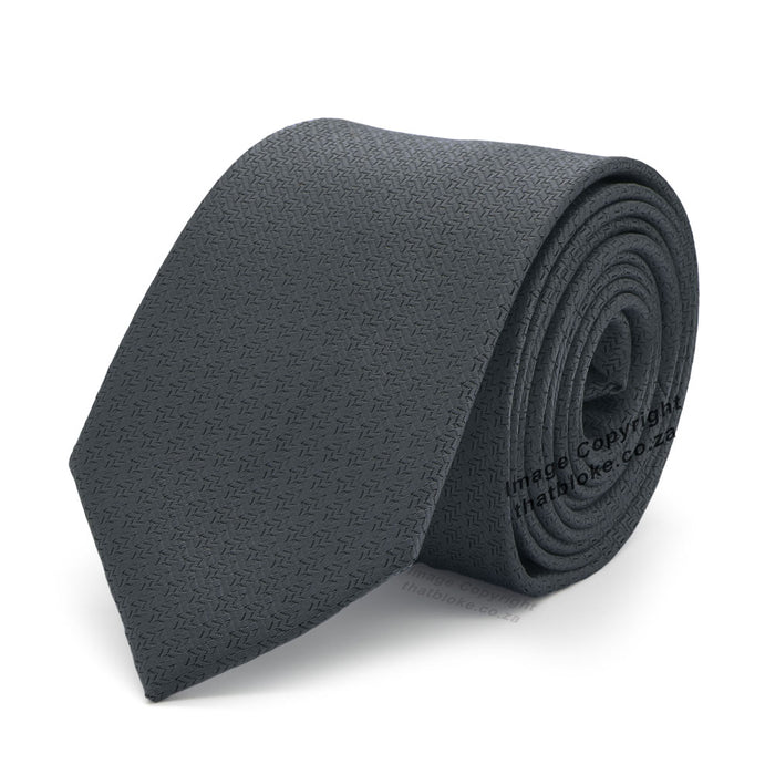 Cool Charcoal Grey Neck Tie For Men Patterned Polyester
