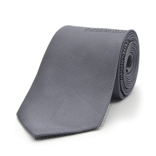 Dark Grey Neck Tie For Men Square Patterned Polyester