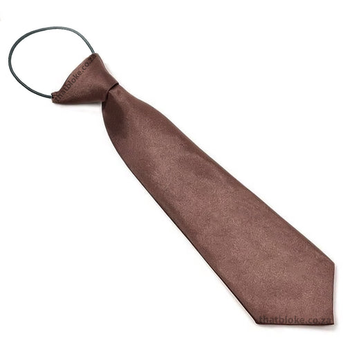 Kids Neck Tie Rich Chocolate Brown Silky Polyester Elastic