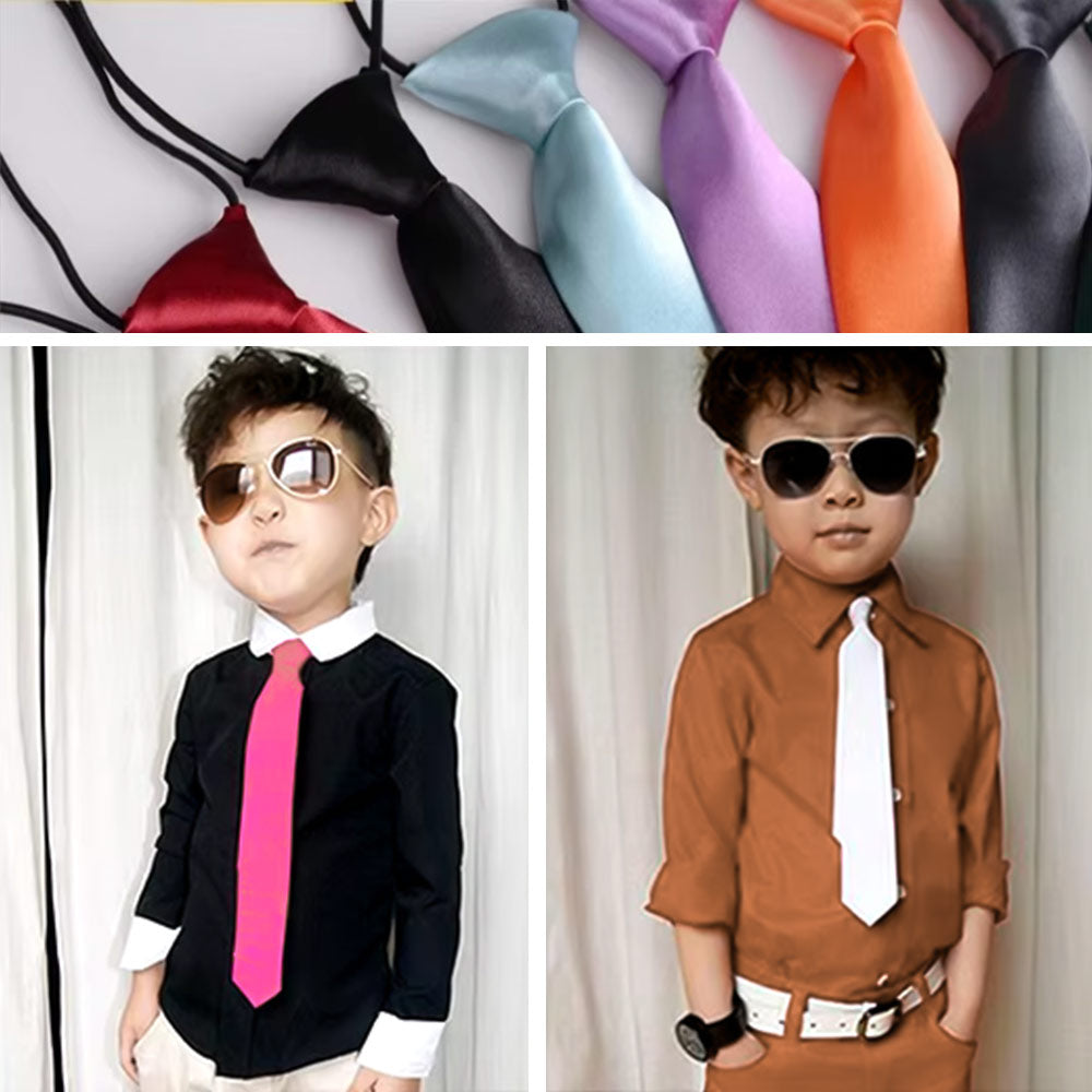 Cool Grey Kids Neck Tie - Silky Polyester — That Bloke Cool Grey Kids Neck Tie - Silky Polyester — That Bloke