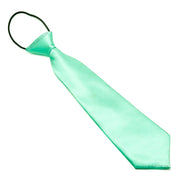 Kids Neck Tie Light Mint Green Silky Polyester Elastic
