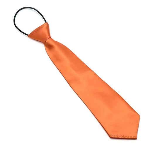 Kids Neck Tie Bright Orange Silky Polyester Elastic