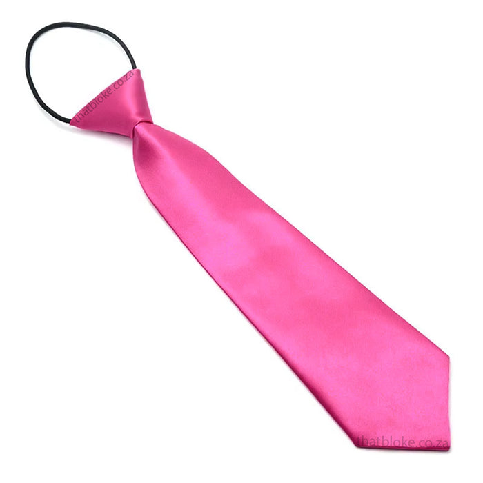 Kids Neck Tie Bright Pink Silky Polyester Elastic