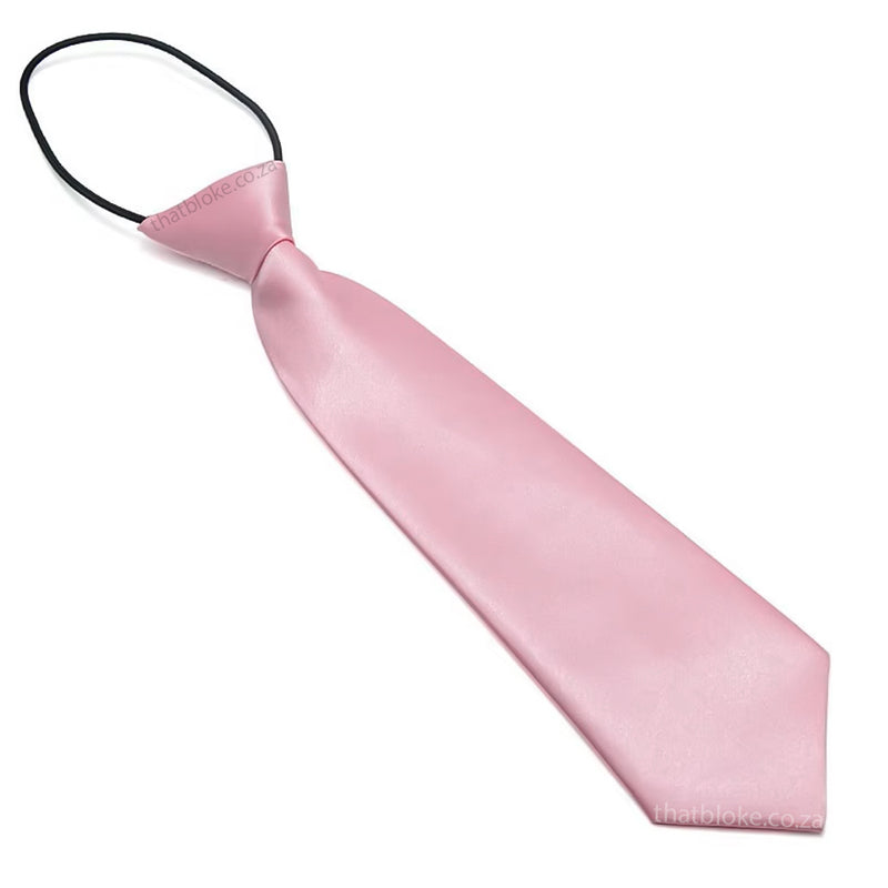Kids Neck Tie Dusty Rose Pink Silky Polyester Elastic