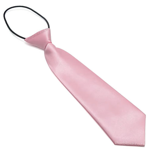 Kids Neck Tie Dusty Rose Pink Silky Polyester Elastic