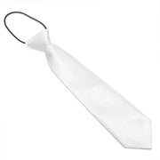 Kids Neck Tie White Silky Polyester Elastic