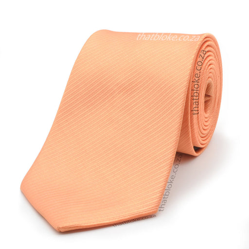 Light Melon Orange Neck Tie For Men Stripe Patterned Polyester