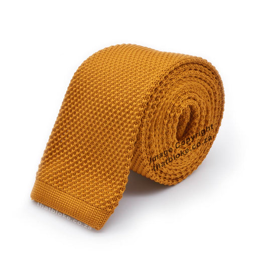 Dark Mustard Orange Neck Tie For Men Knitted
