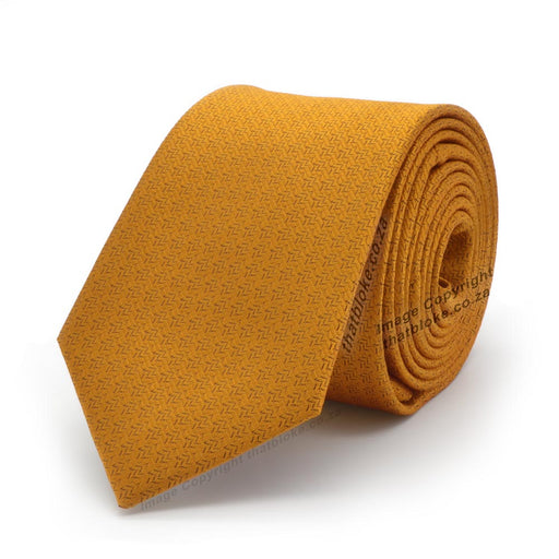Dark Mustard Orange Neck Tie For Men Silky Polyester Patterned