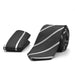 Black Neck Tie Pocket Square Set With Silver Stripes For Men Soft Textured