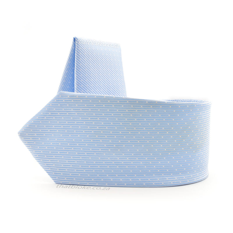 Neck Tie - Blue Light Ultra With Pocket Square (Pin Dot Pattern)